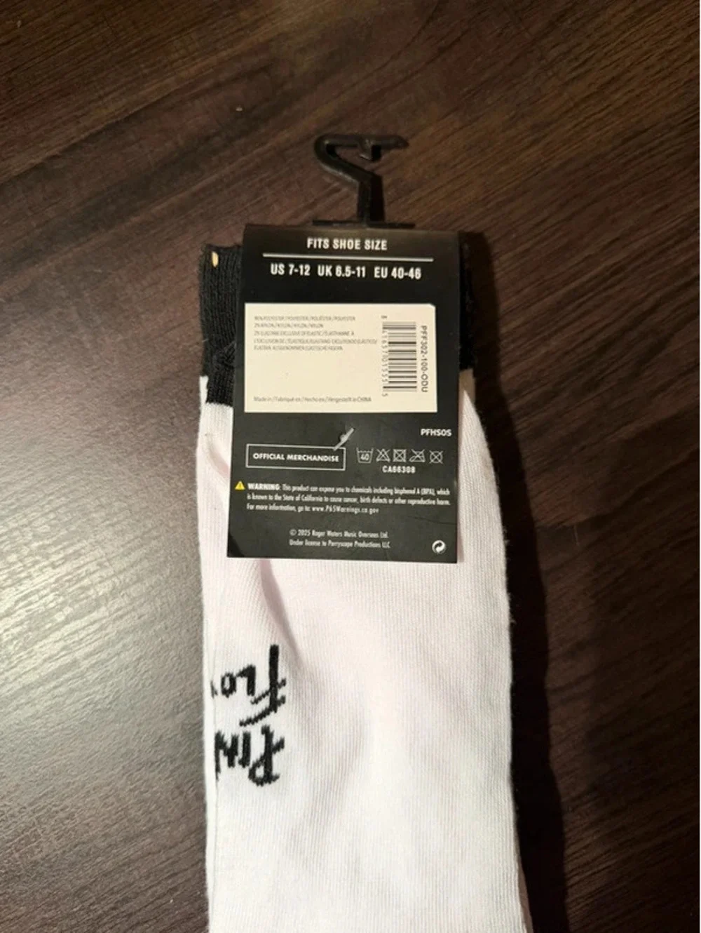 NWT White and Black Pink Floyd The Wall Crew Socks